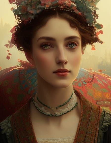 Victorian Woman in Istanbul: Art Nouveau Portrait