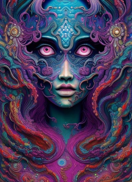 Eldritch Entity: Cosmic Body Horror in Stippling Style