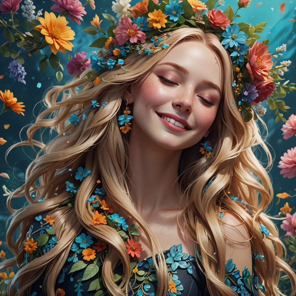 Fantastical Portrait of a Spring Goddess in Vibrant Colors