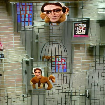 Playful Monkey in a Whimsical Jail