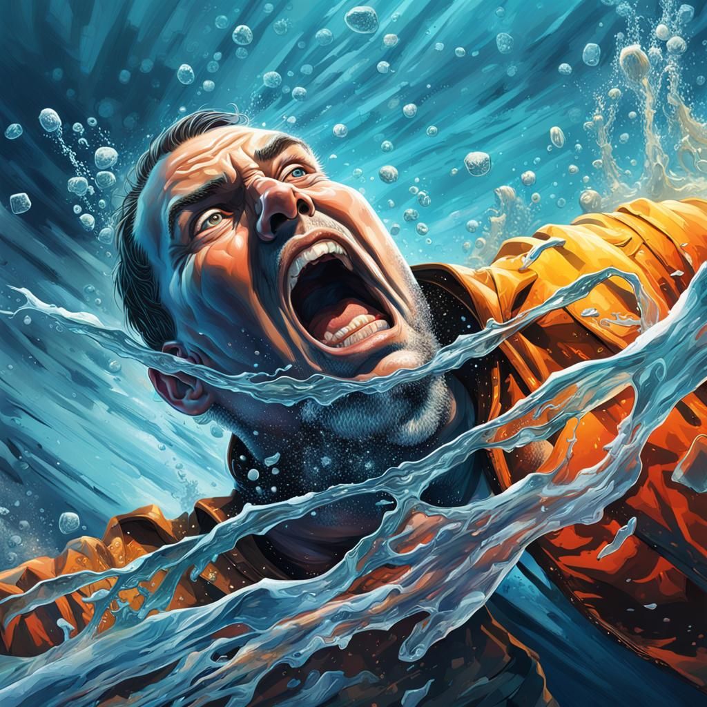 Trapped Under Ice: A Hyperrealistic Drowning Scene