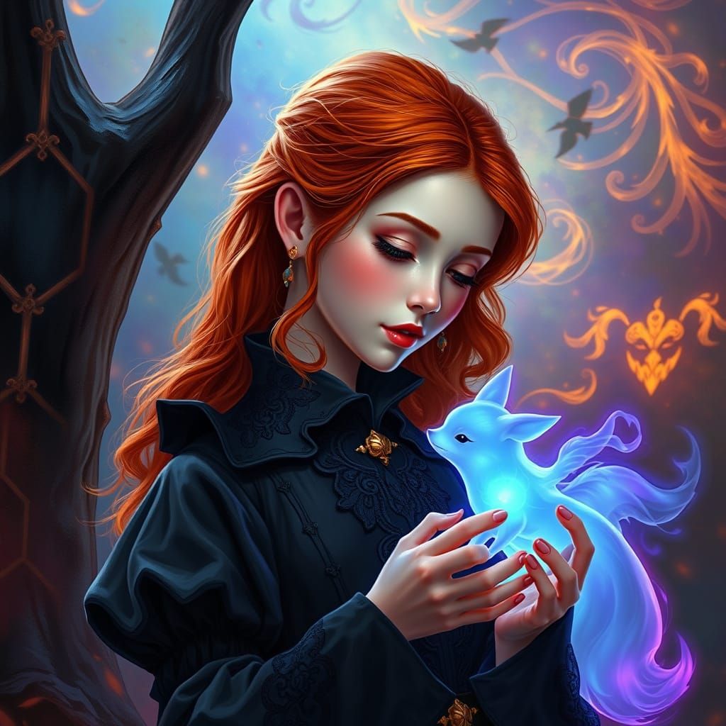 Spectral Witch Plays with Ghostly Fox Familiar in Whimsical ...