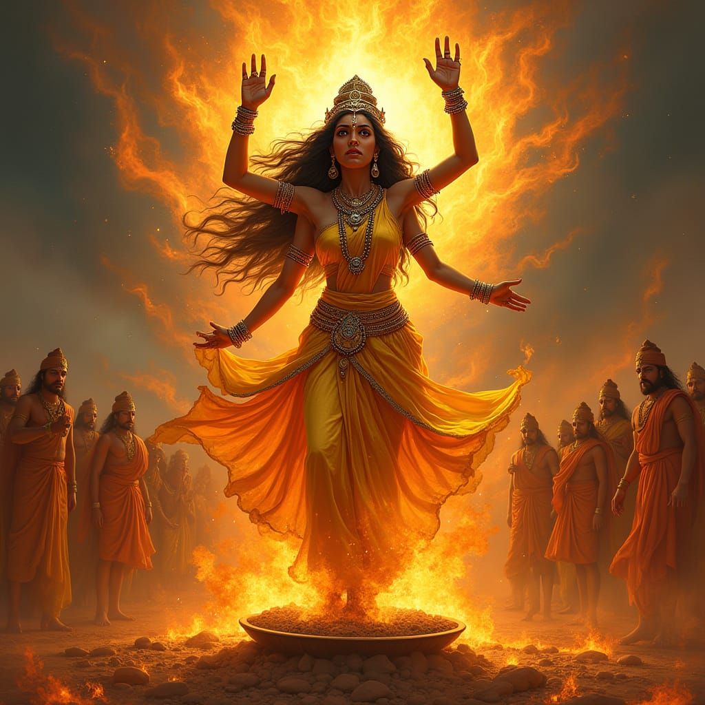Divine Goddess Sati Amidst Sacred Fire