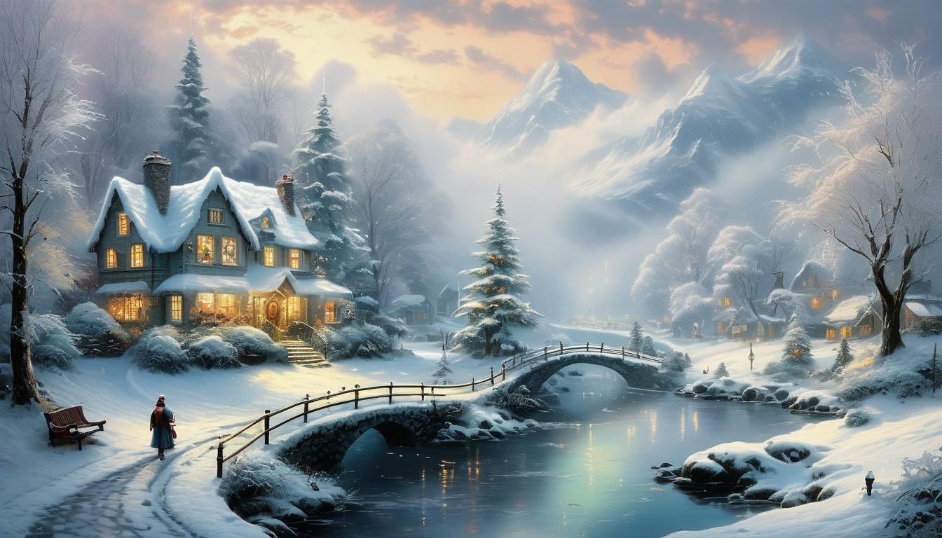 Ethereal Winter Wonderland Scene in Fantasy Style