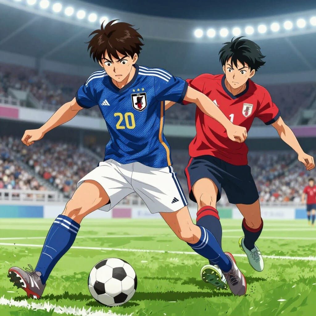 Anime Football Star Skillfully Nutmegs Opponent