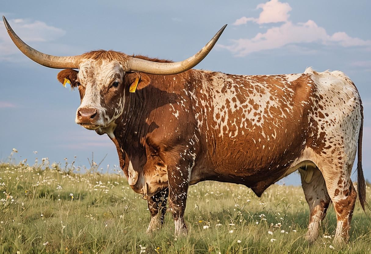 Longhorn Cattle Portrait in Low Key Style