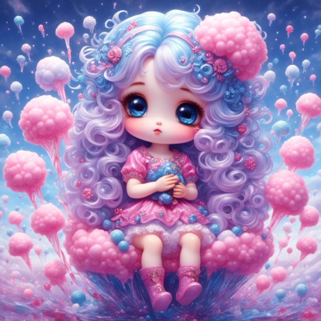 Anime Style: Cotton Candy Girl in Manga Style