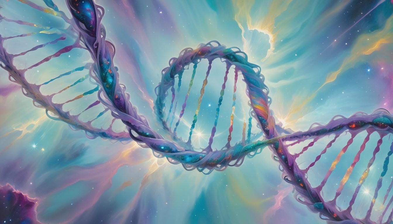 Iridescent DNA in Prismatic Nebulae: Oil Painting