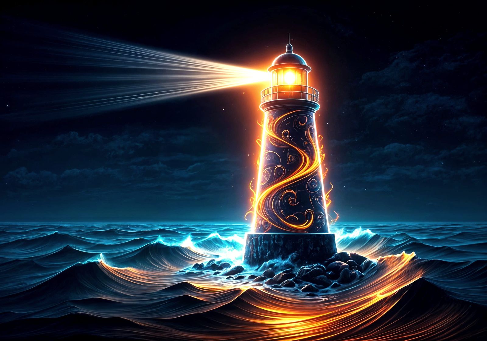 Lighthouse of Living Lightstreams Shines Across Sea