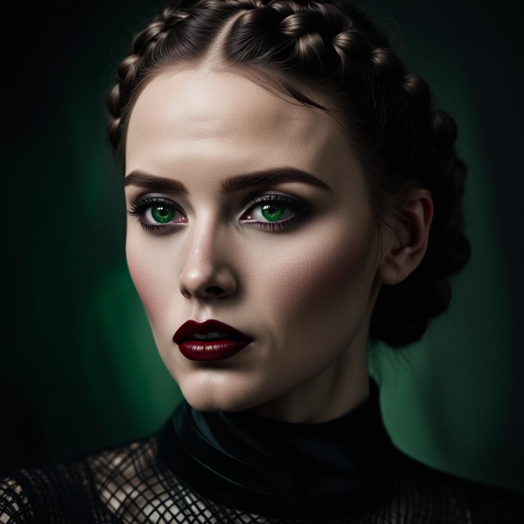 Dramatic Gothic Portrait with Intense Colors and Soft Focus