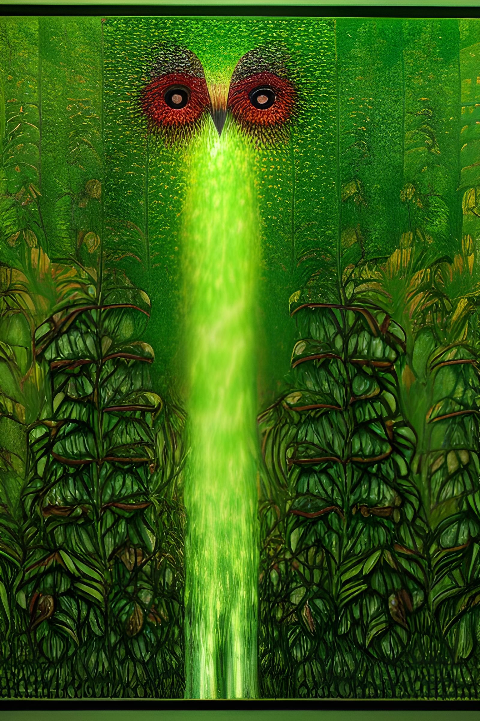 Rainforest Owl in Klimt-Inspired Maximalist Style