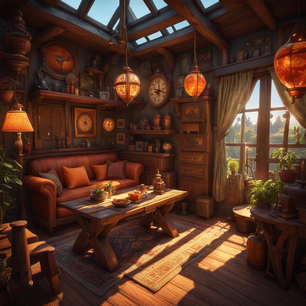 Bohemian Elven Bachelor Pad Interior in 8K