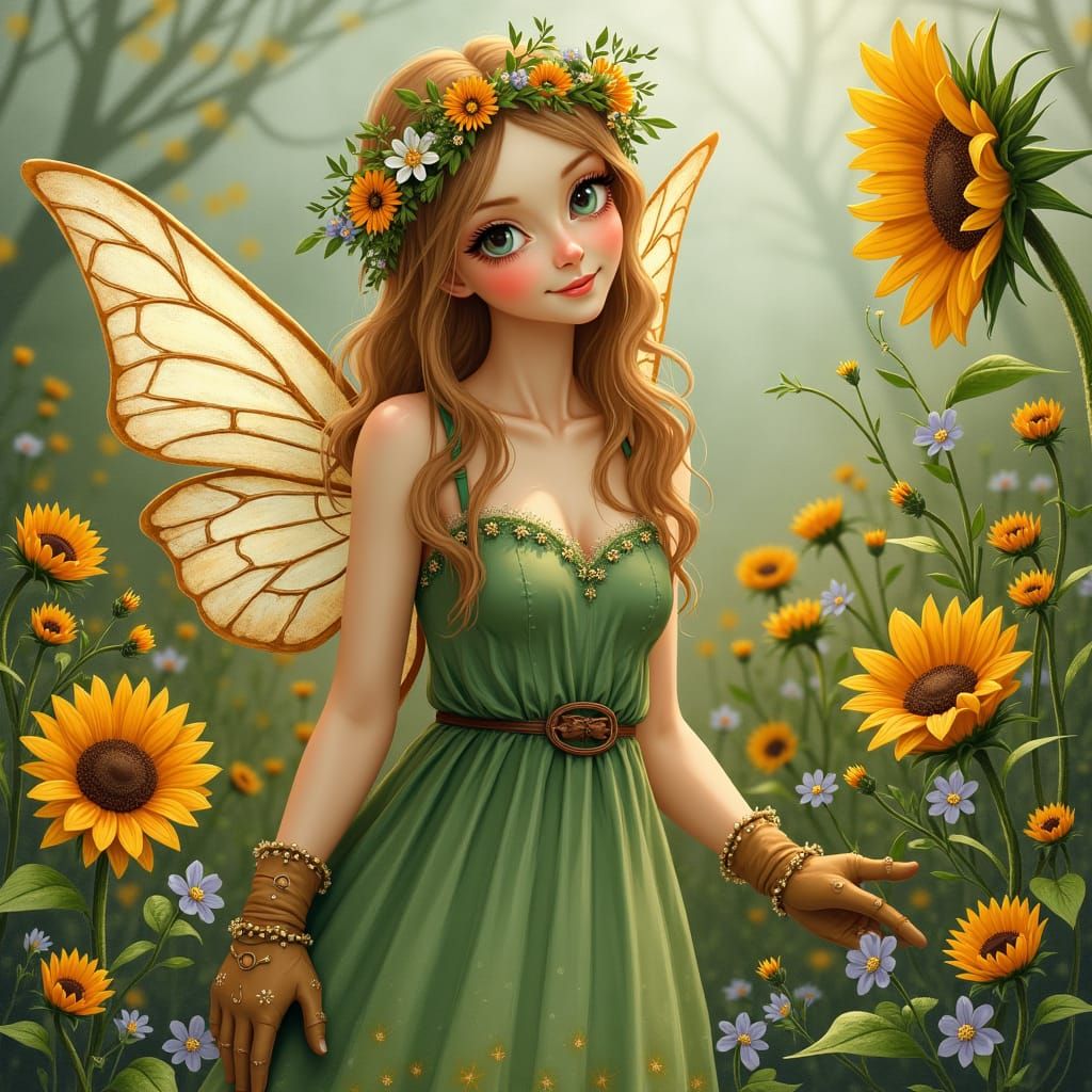 Female Fairy Gardener in Whimsical Style