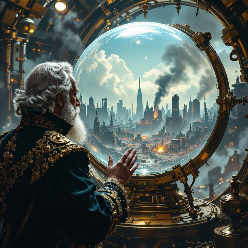 God Contemplates Future War in Steampunk Style