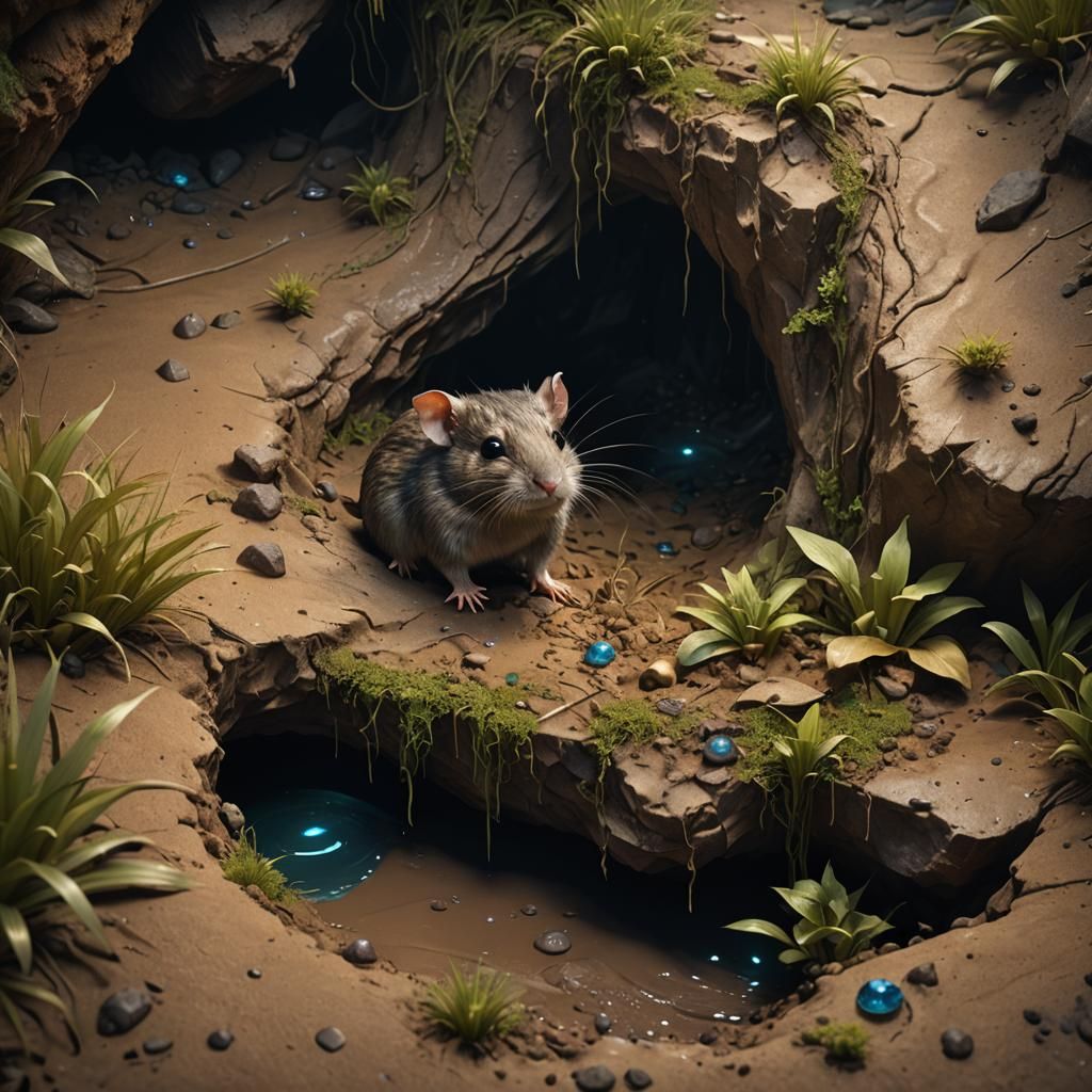 Rodent in Quicksand Cave: Detailed Matte Painting