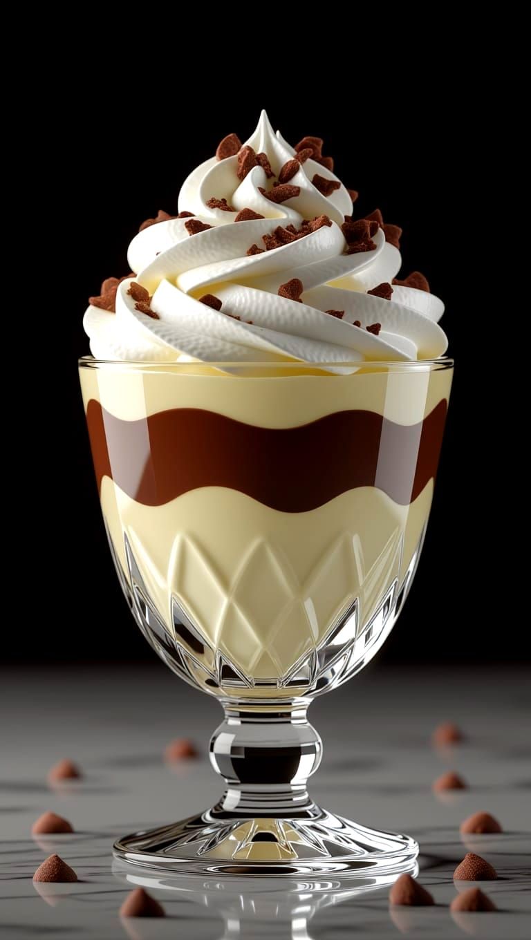 Photorealistic Chocolate Mousse Dessert in Crystal Glass