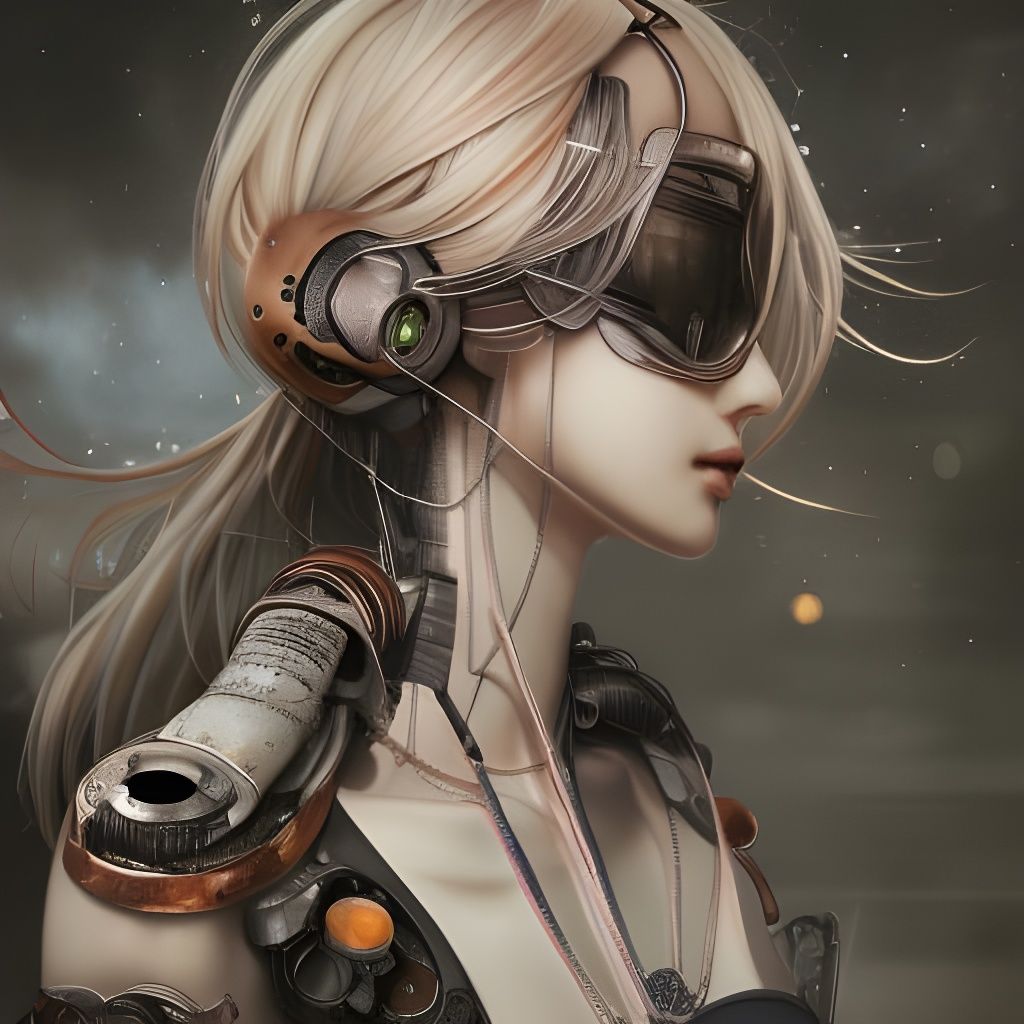 Exotic Robotic Anime Character in Hyperreal Watercolour Styl...