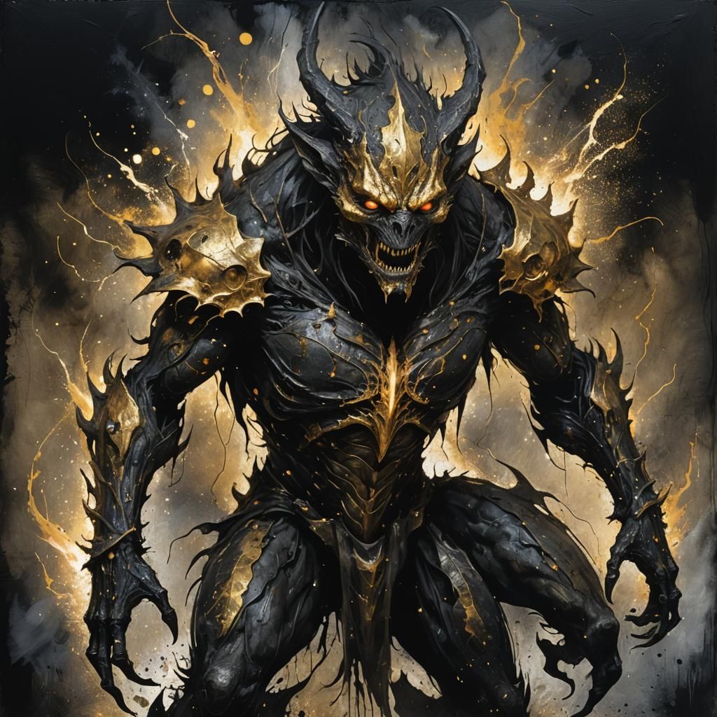 Dark Fantasy Creature in Grunge Style