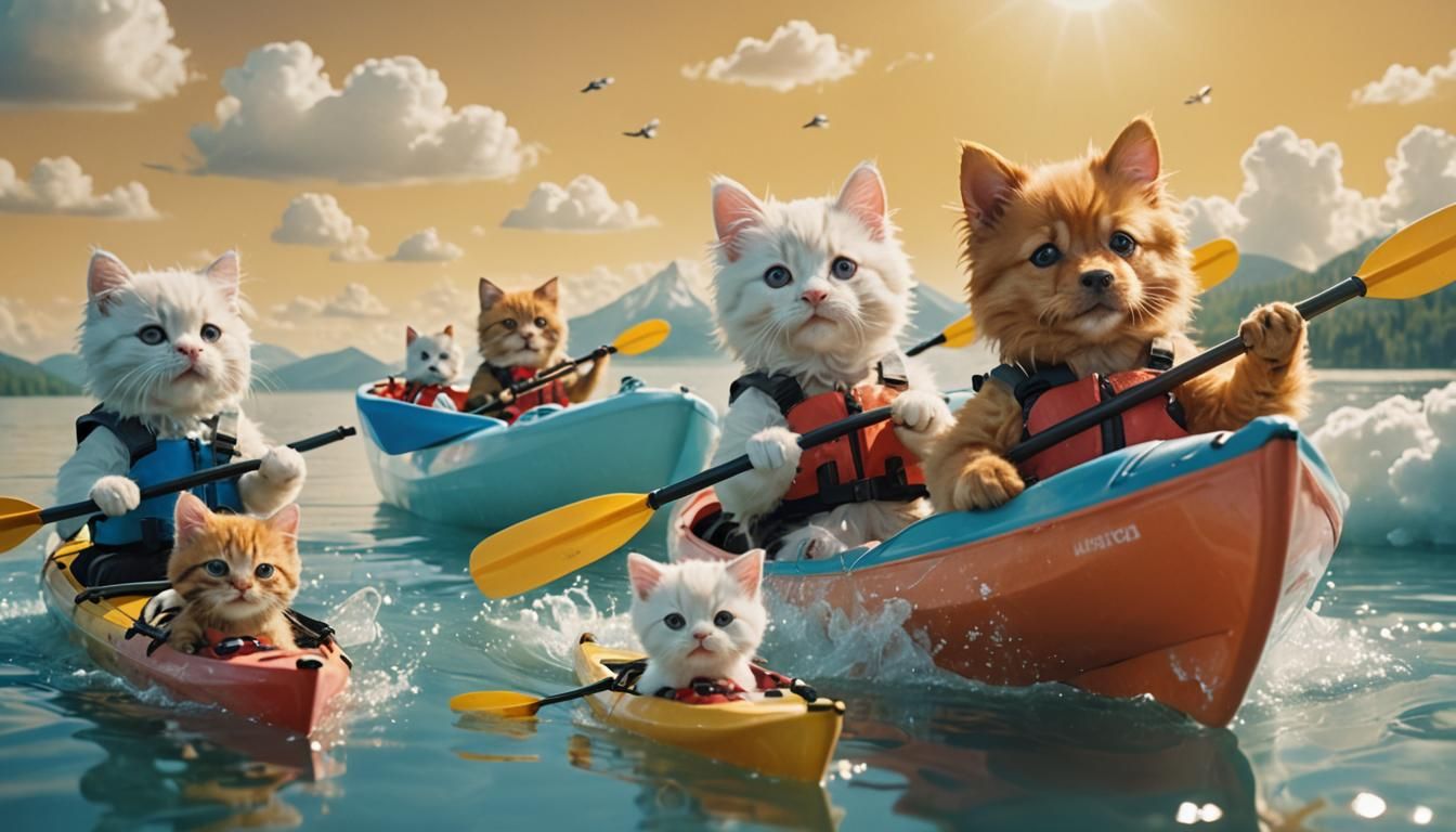 Puppies vs Kittens Kayaking in Heavenly Light