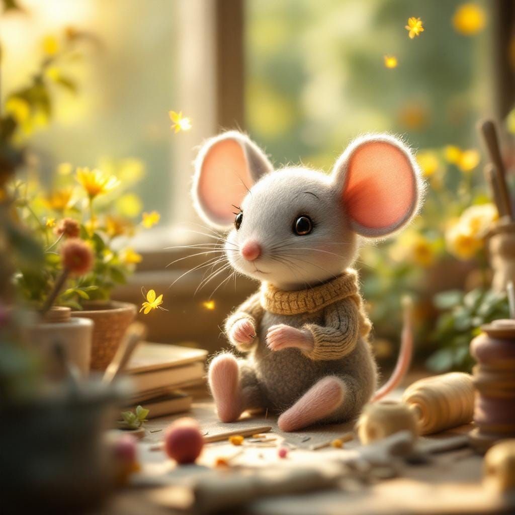 Delightful Felt Mouse Sewing at Dawn