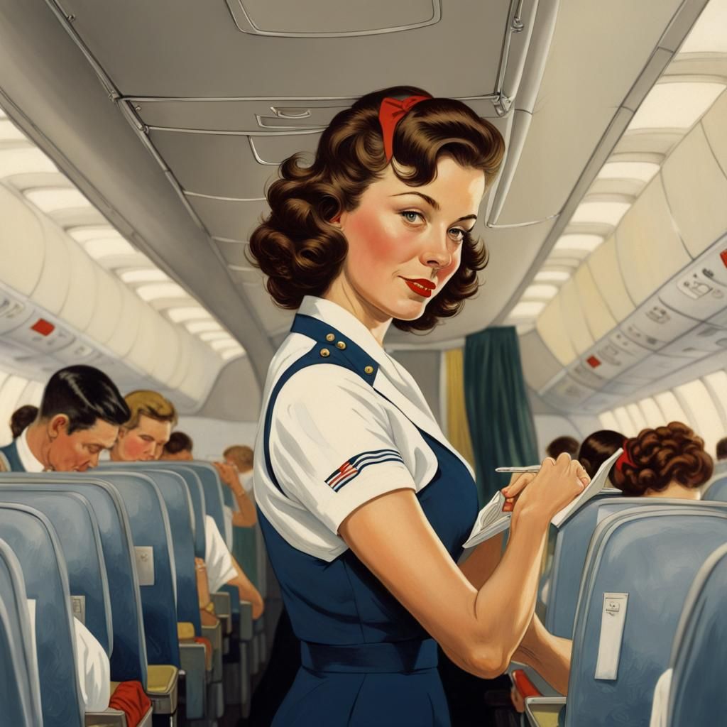 Classic Illustration of a Flight Attendant