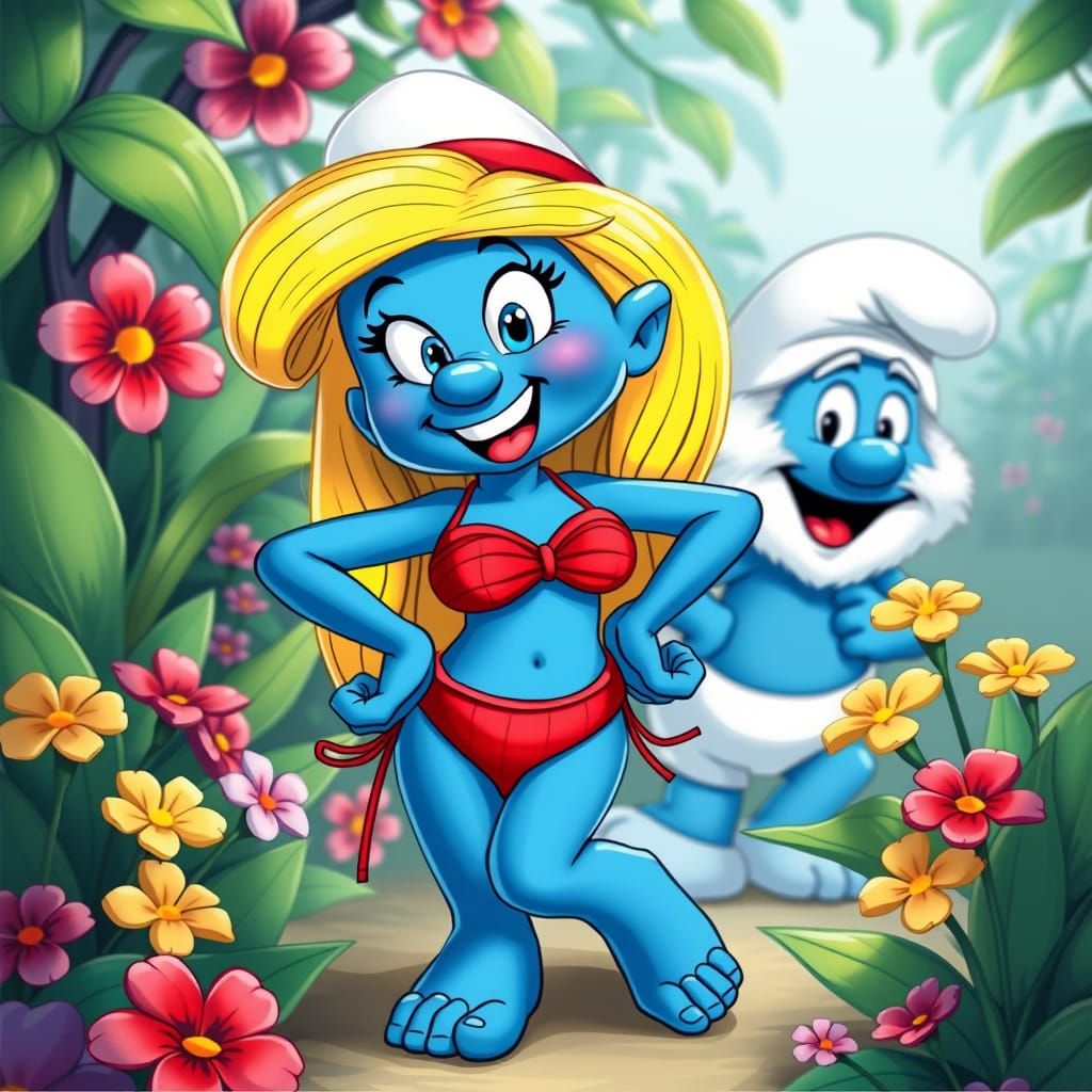 Smurfs in Vibrant Cartoon Style