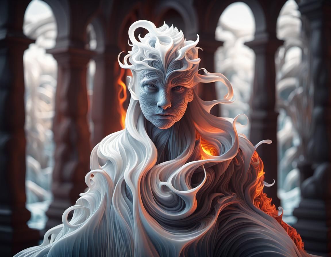 Abstract Fire and Ice with Water