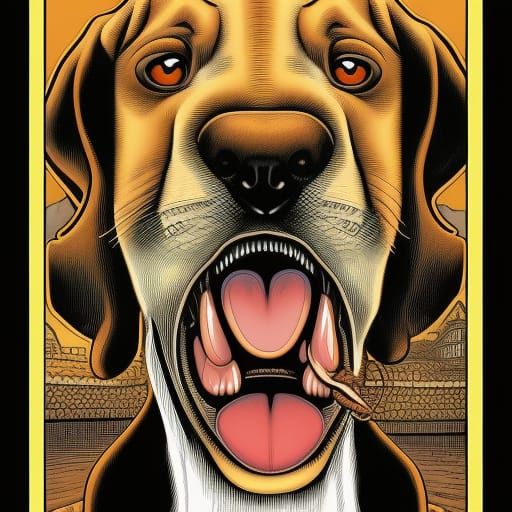 Funny Beagle Dog in Comic Book Style