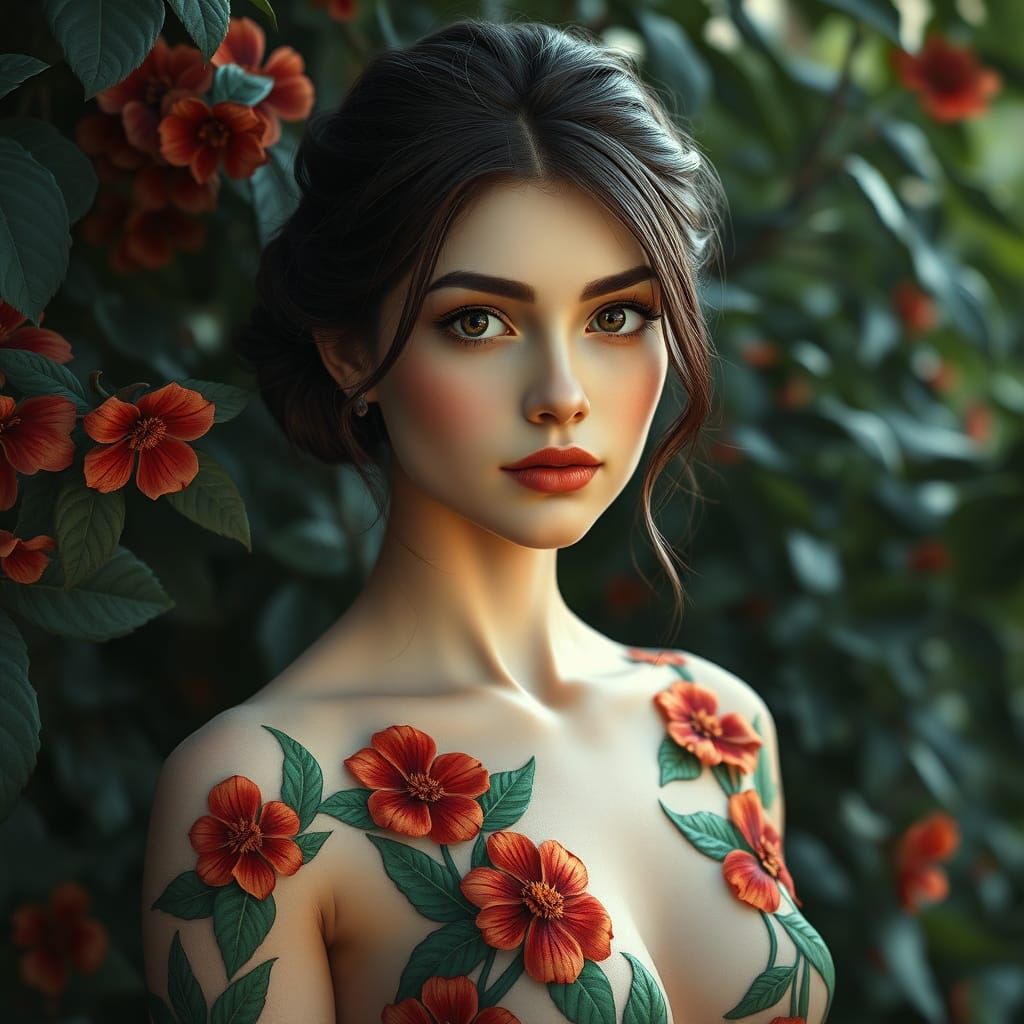 Ethereal Portrait in Whimsical Floral Patterns