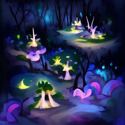 Mystical Fairy Forest at Night