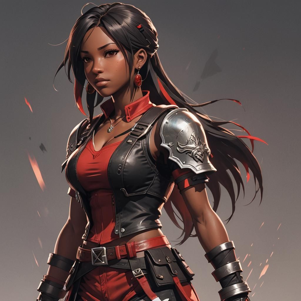 Anime Girl in Tifa Lockhart Outfit: Studio Trigger Style