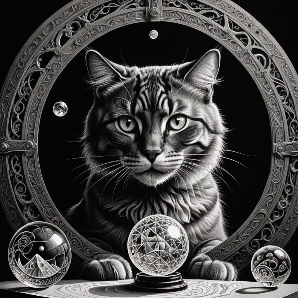 Intricate M.C. Escher-Style Optical Illusion Pencil Sketch