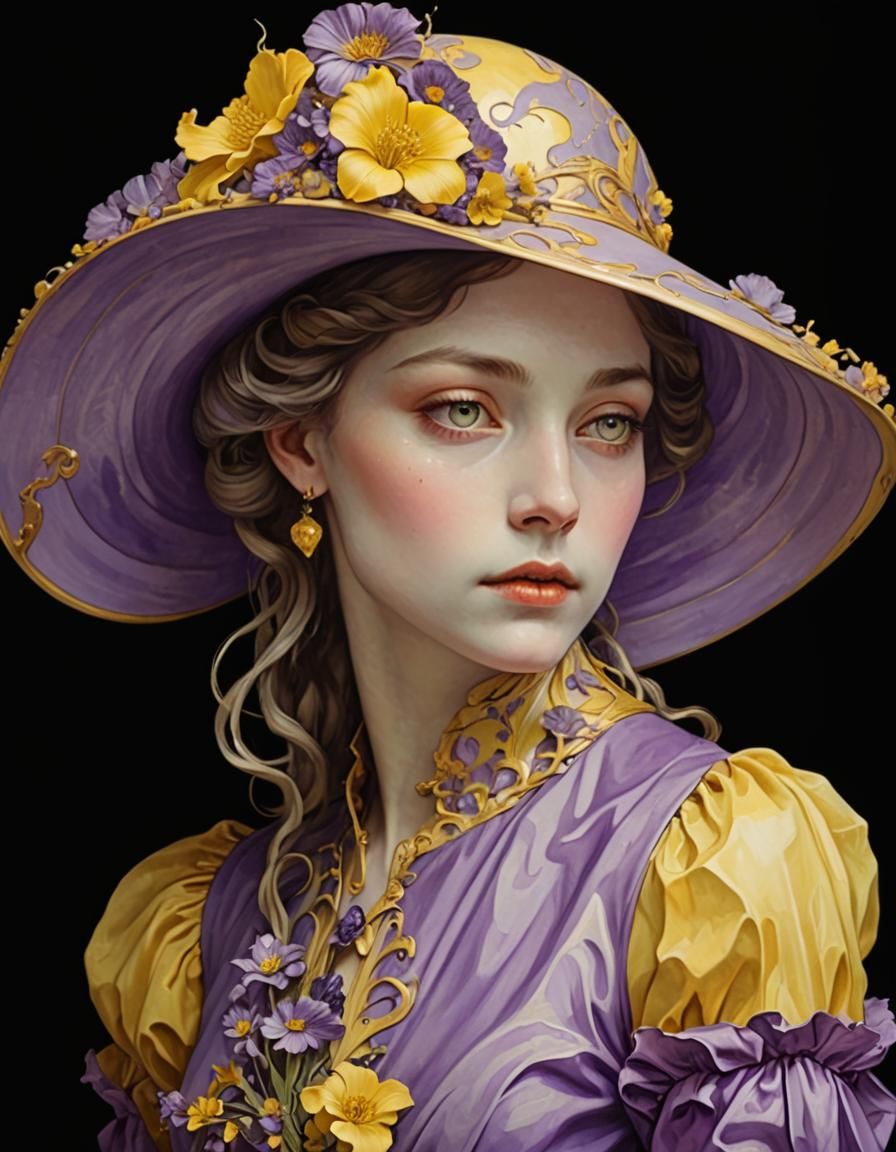 Surreal Extraterrestrial Woman Made of Flowers, Art Nouveau