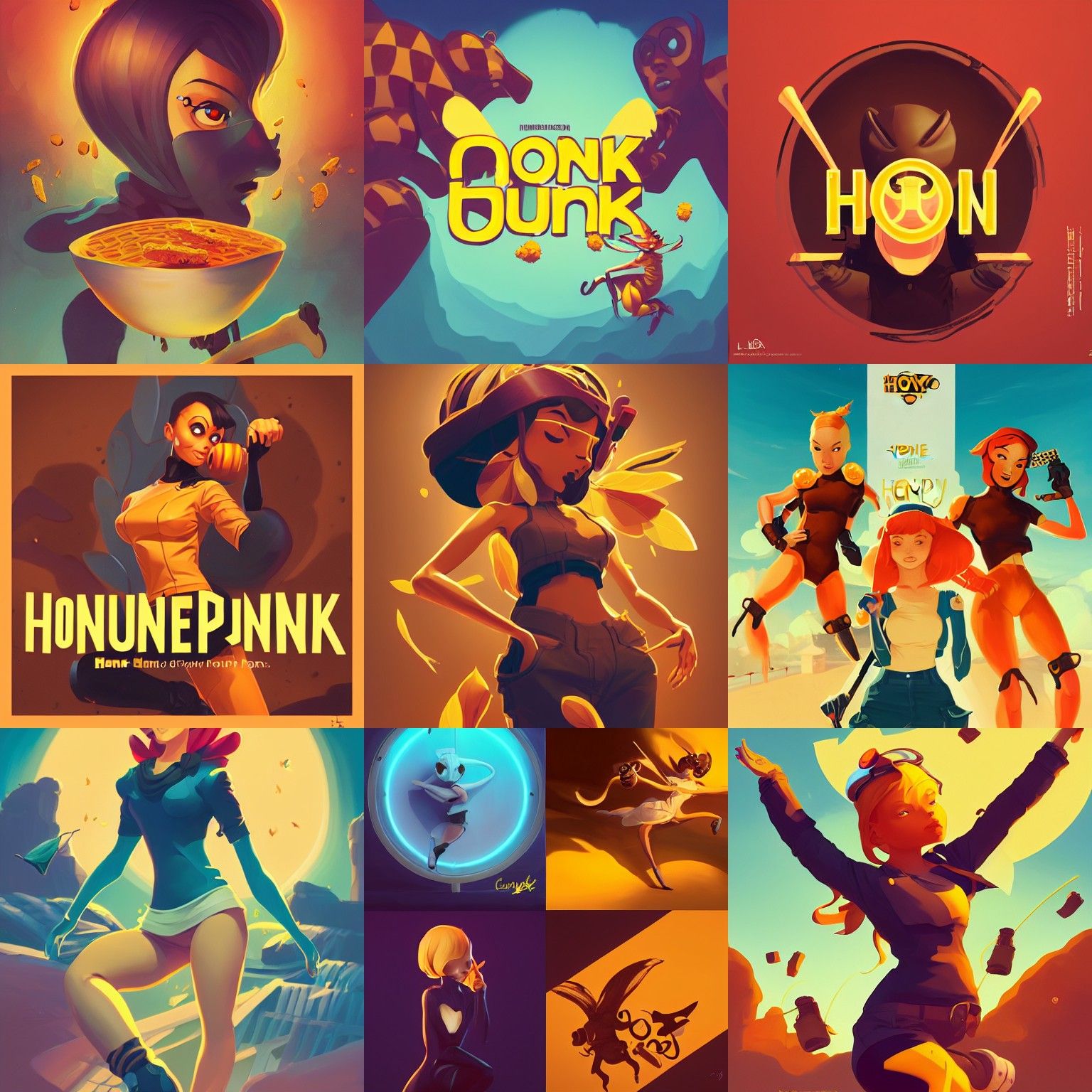 HoneyPunk Logo: Minimalist Icon in Comic-Con Style