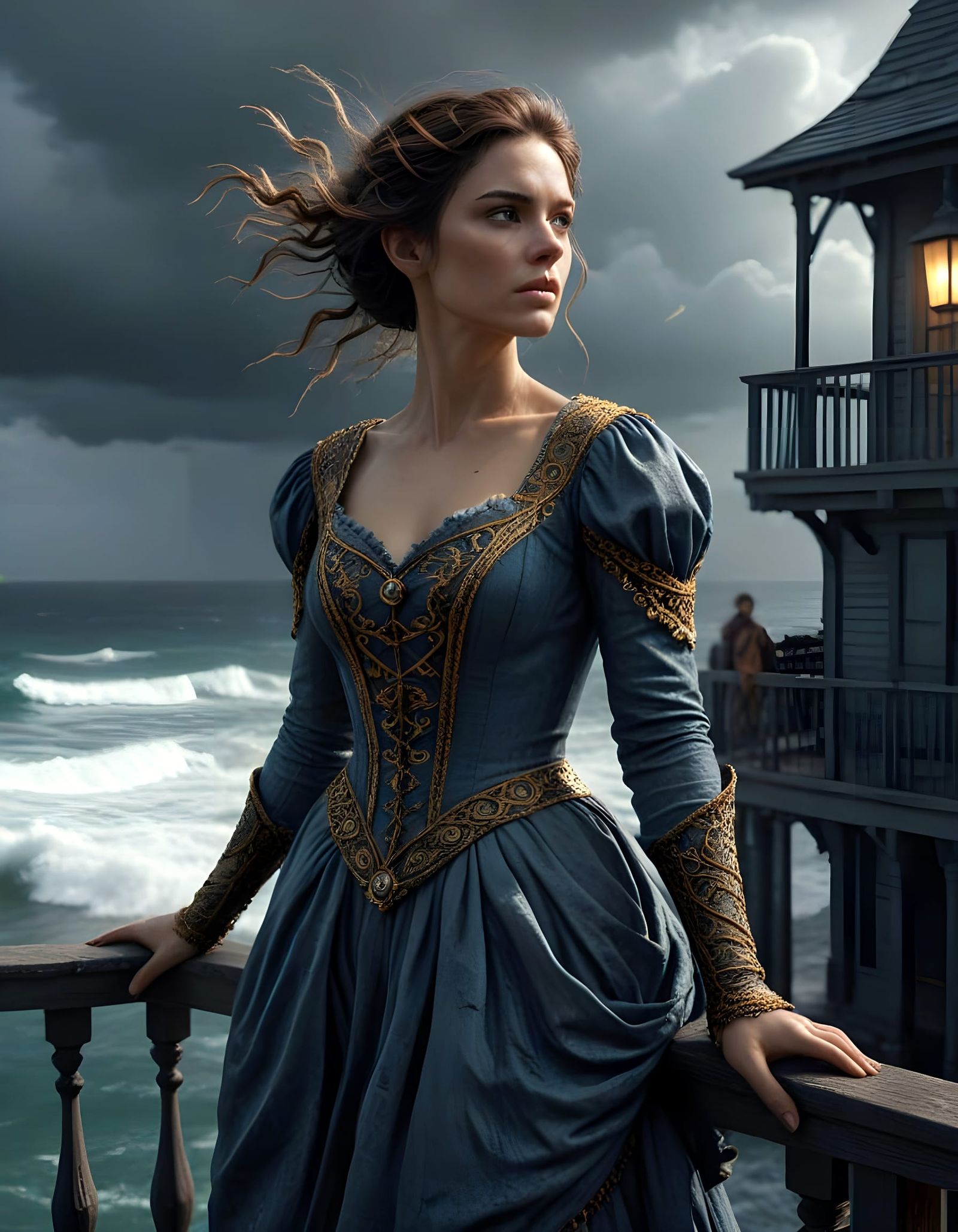 Sailing Fiancée Stands Vigilant on Stormy Coast