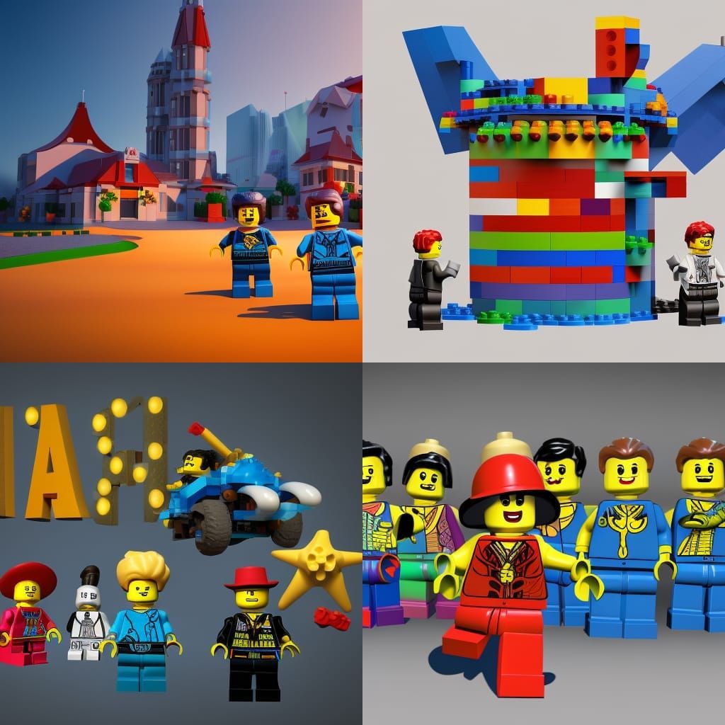 Lego Creation in Pixar-Inspired 3D Digital Art