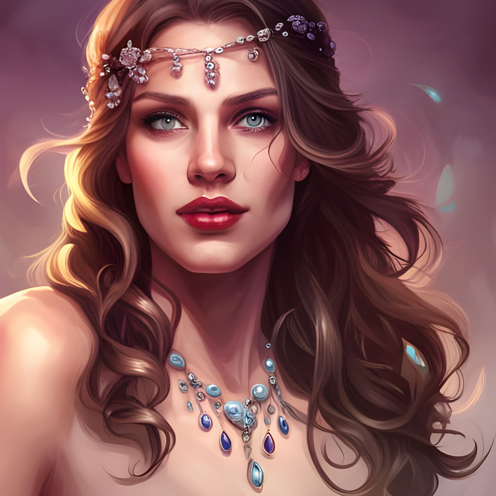 Jeweled Hair Portrait in Hyperdetailed Style