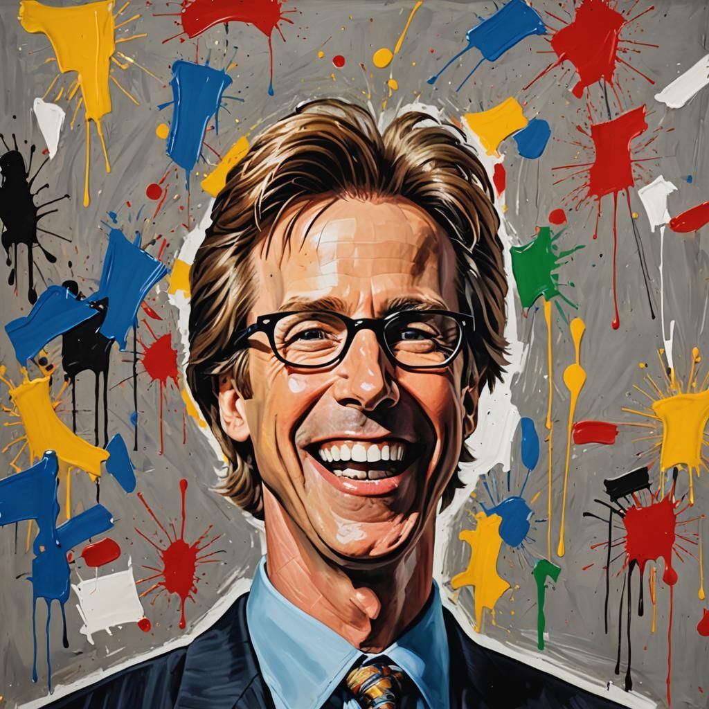 Laughing Man Portrait in Pop Art Style