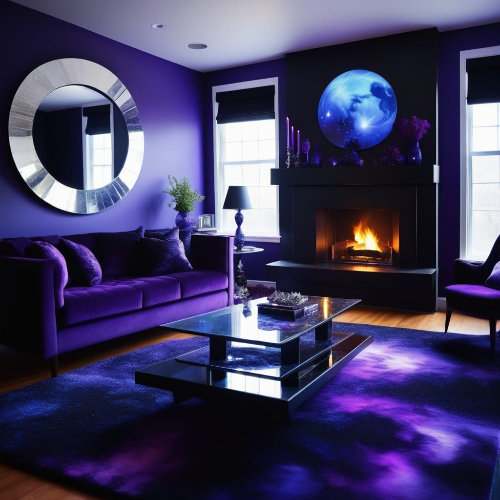 Witchy penthouse with Aurora borealis walls& Black Opal acce...