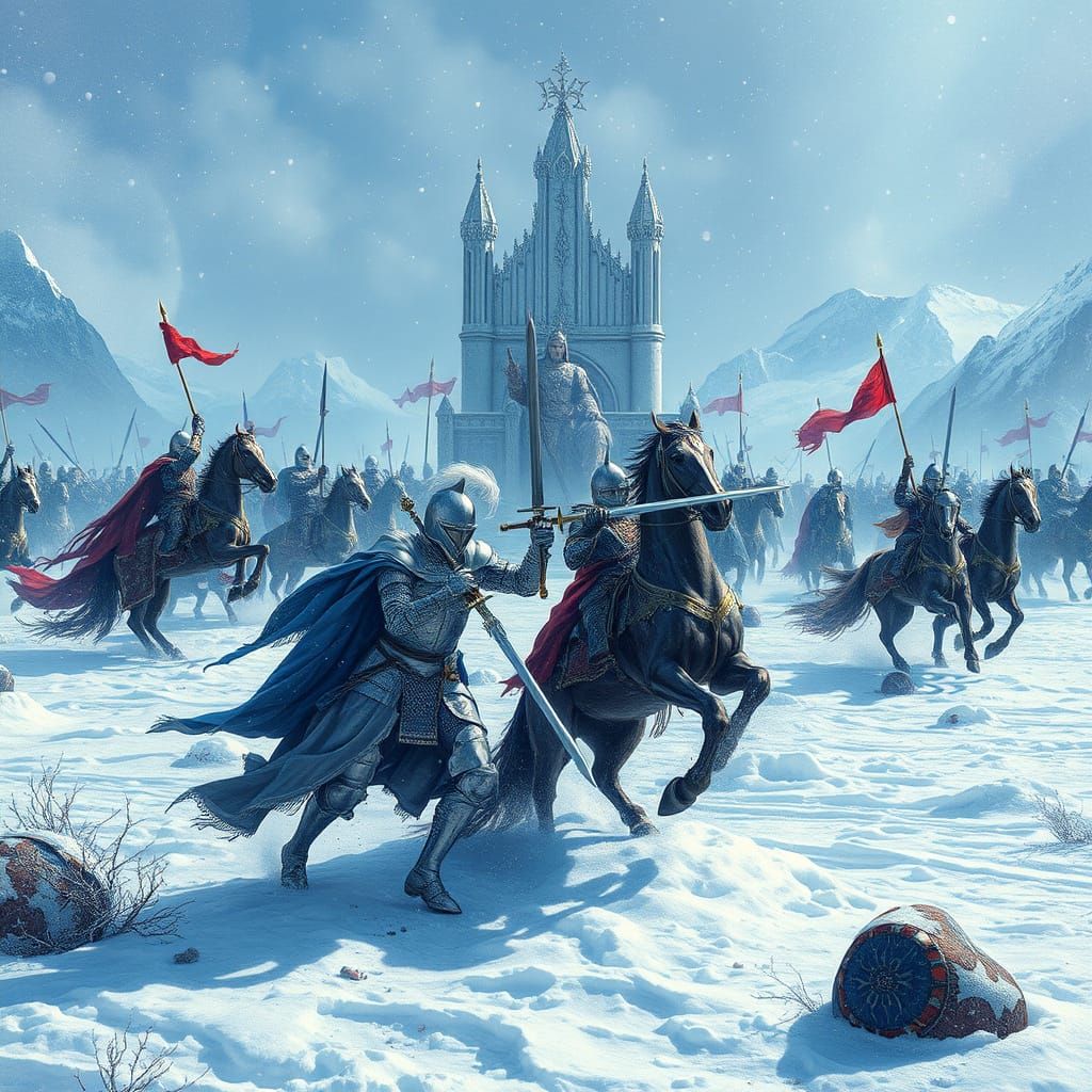 Knights in Cosmic Snow Battle for the Queen's Crown