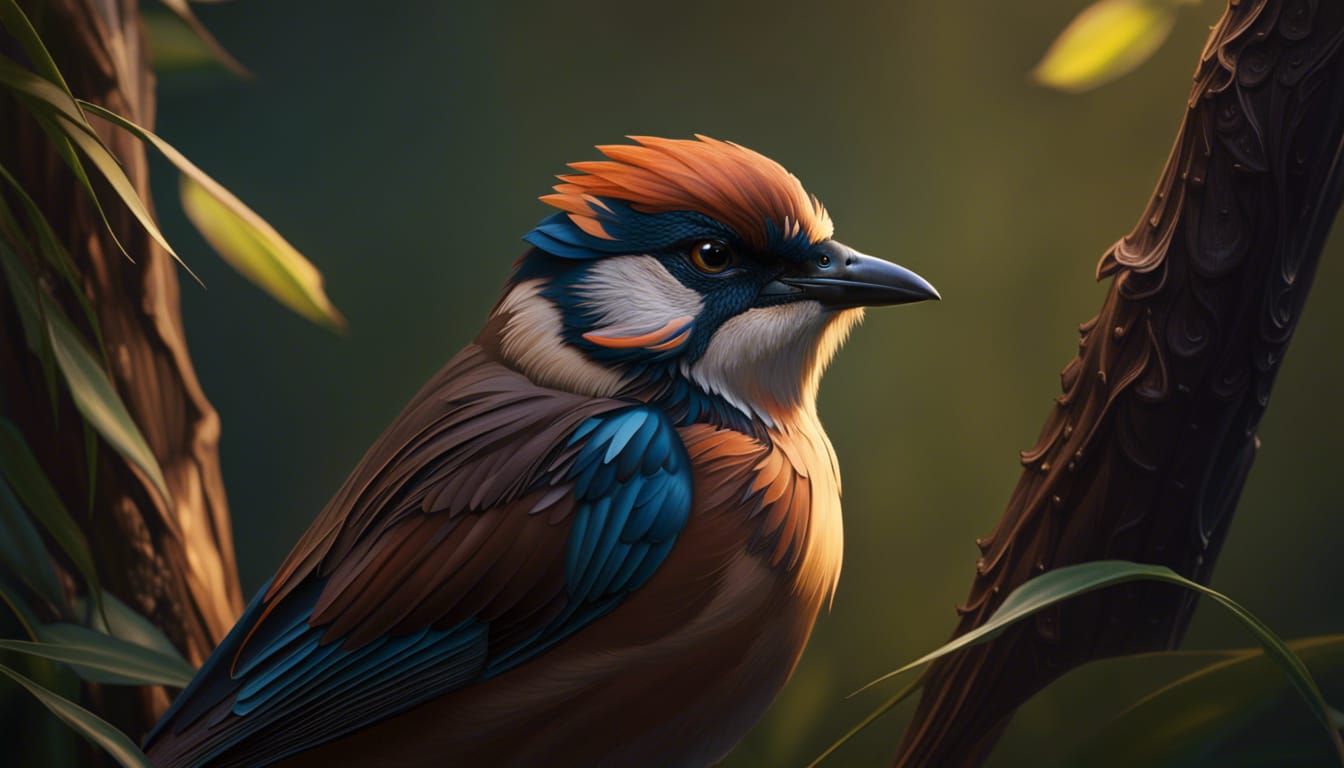 Brilliant Bird Portrait in Digital Painting Style