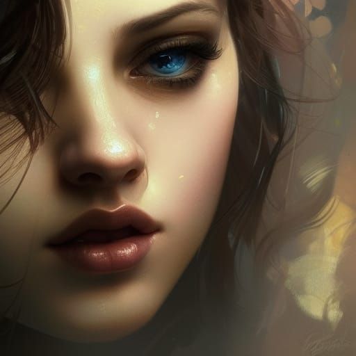 Intense Female Gaze Portrait in Hyperdetailed Style