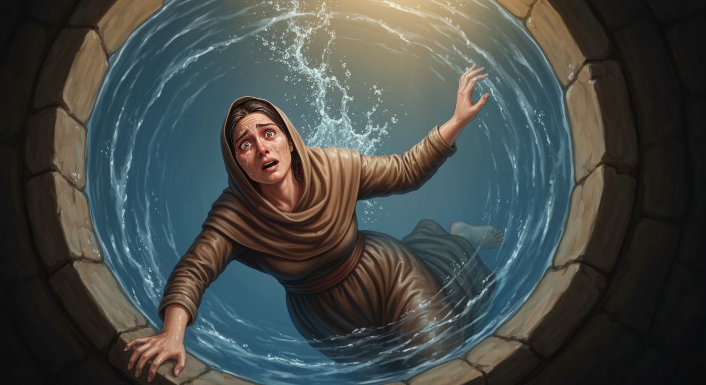 Fatima's Desperate Struggle in a Moonlit Well
