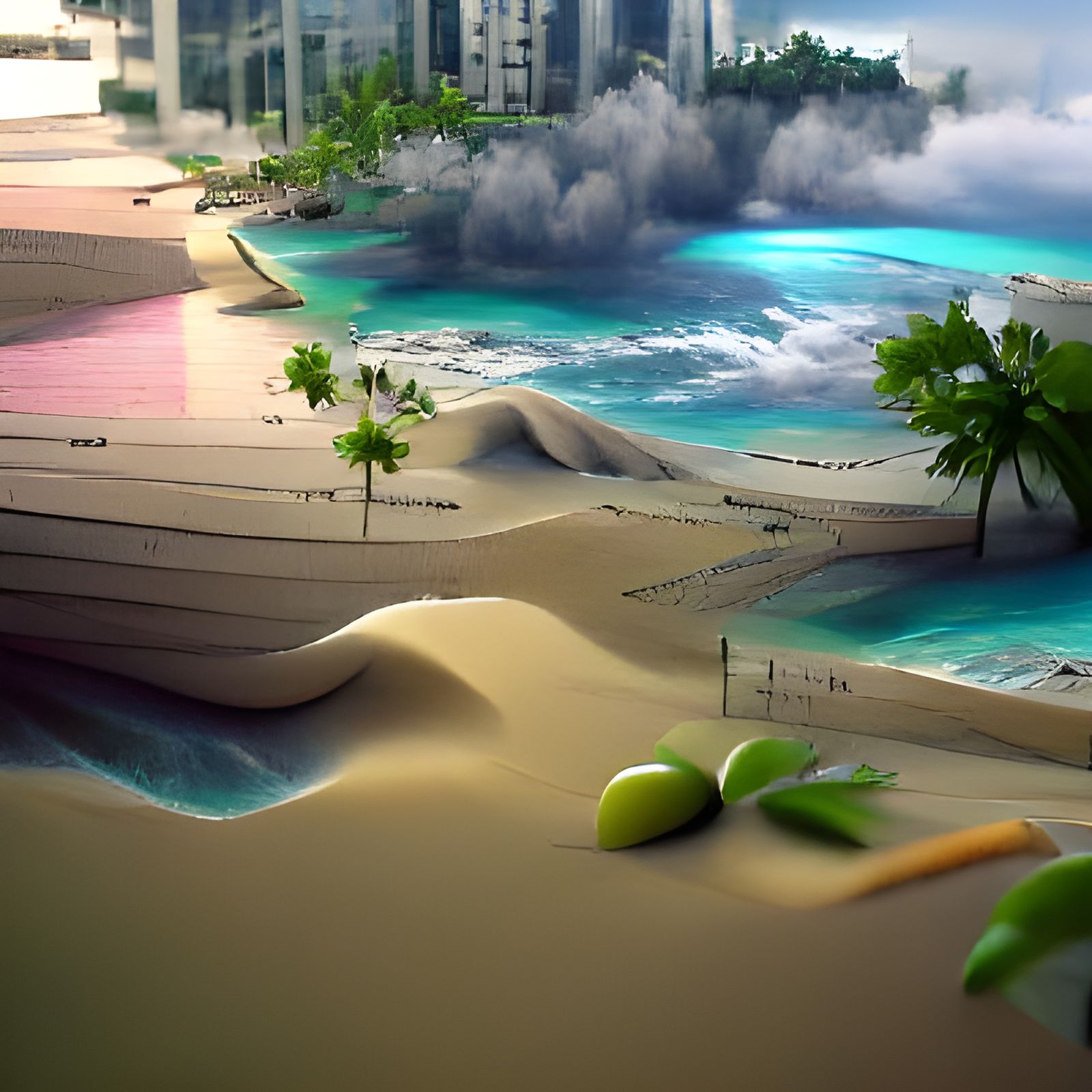 Idyllic Tropical Beach in Matte Painting Style