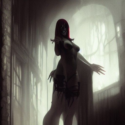 Sinister Goth Woman in Fantasy Art Style