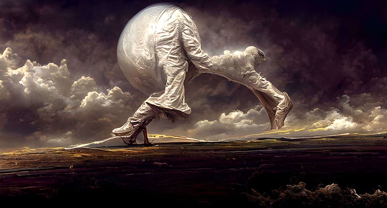 Surreal World Walker on High Arch in Rain