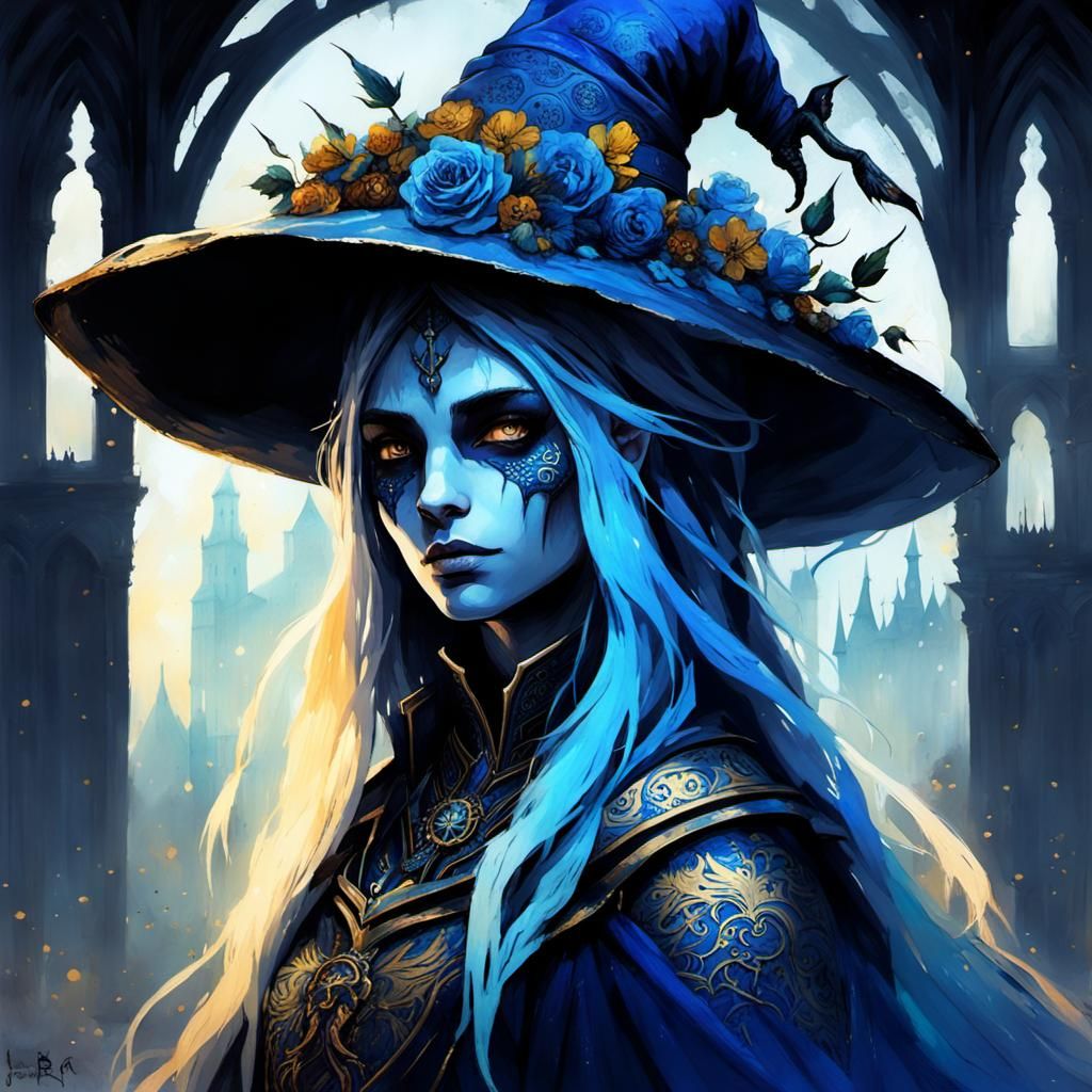 Drow Witch Queen in Gothic Impressionist Style