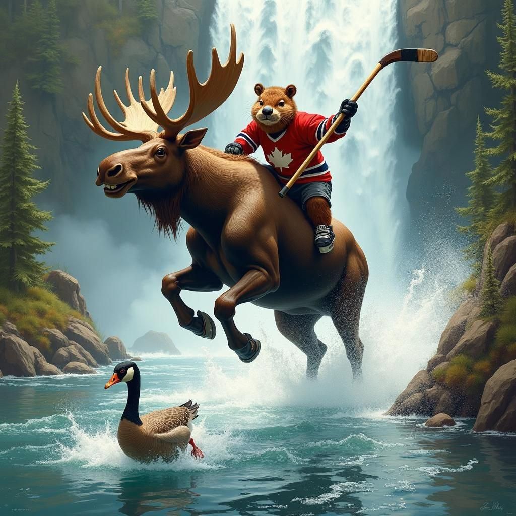 Canadian Beaver's Wild Ride: Action Painting at Helmcken Fal...