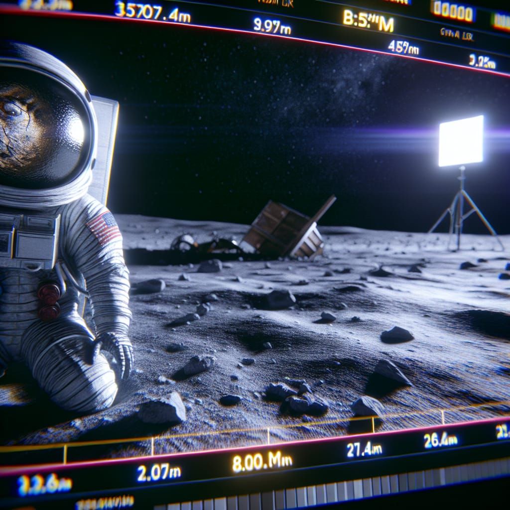 Dead Astronaut on Moon with Cracked Visor