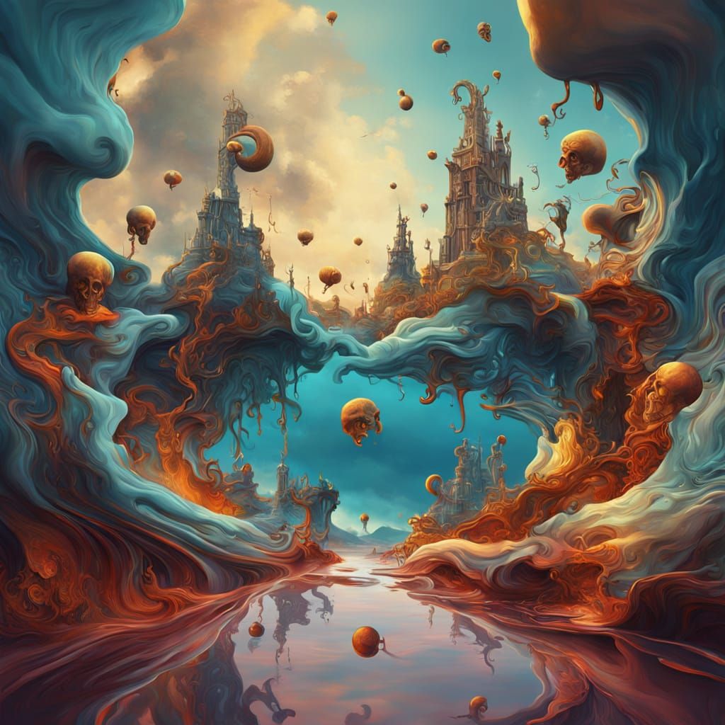 Surrealistic Oil Scape in Deep, Rich Colors